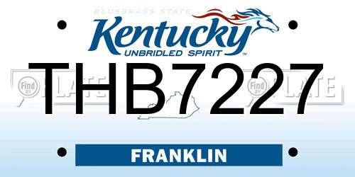 THB7227 Kentucky License Plate