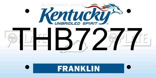 THB7277 Kentucky License Plate