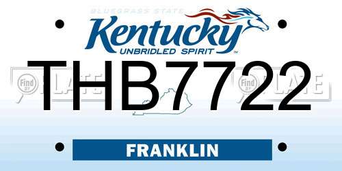 THB7722 Kentucky License Plate