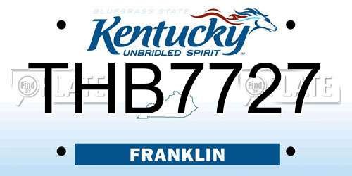 THB7727 Kentucky License Plate