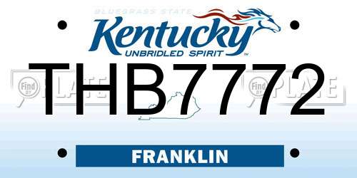 THB7772 Kentucky License Plate