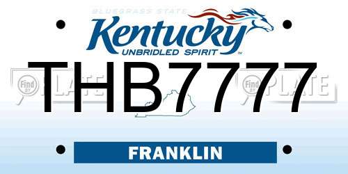 THB7777 Kentucky License Plate