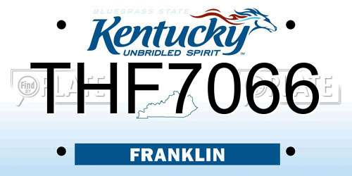 THF7066 Kentucky License Plate