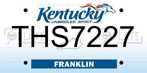 THS7227 Kentucky License Plate