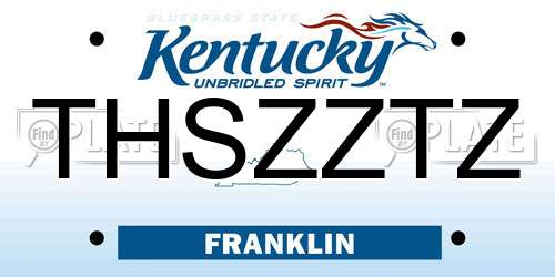 THSZZTZ Kentucky License Plate