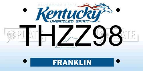 THZZ98 Kentucky License Plate