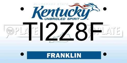 TI2Z8F Kentucky License Plate