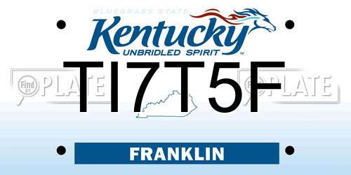 TI7T5F Kentucky License Plate