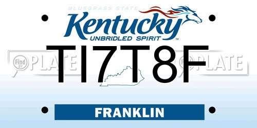 TI7T8F Kentucky License Plate