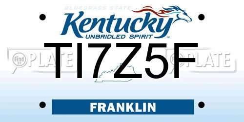 TI7Z5F Kentucky License Plate