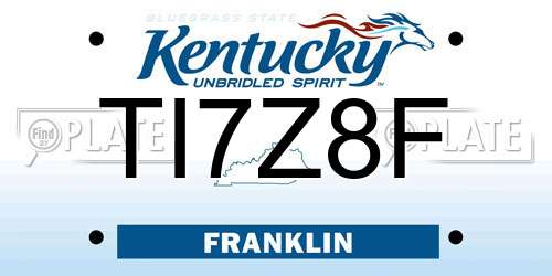 TI7Z8F Kentucky License Plate