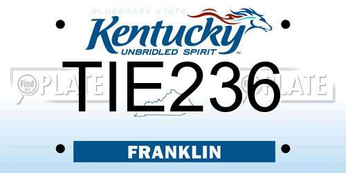 TIE236 Kentucky License Plate
