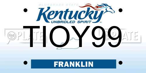 TIOY99 Kentucky License Plate