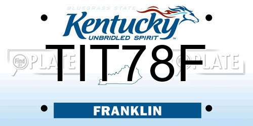 TIT78F Kentucky License Plate