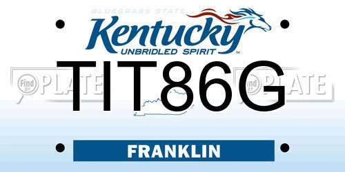 TIT86G Kentucky License Plate
