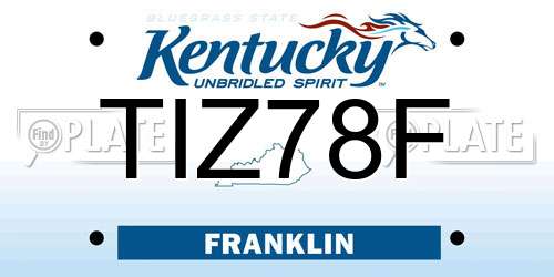 TIZ78F Kentucky License Plate