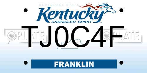 TJ0C4F Kentucky License Plate
