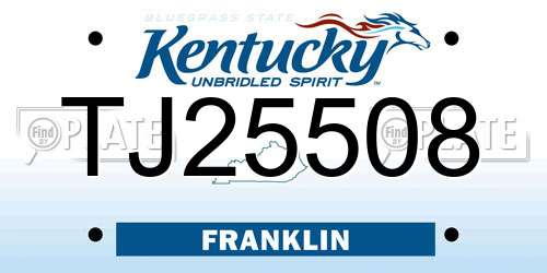 TJ25508 Kentucky License Plate