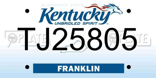 TJ25805 Kentucky License Plate