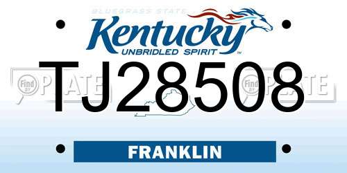 TJ28508 Kentucky License Plate