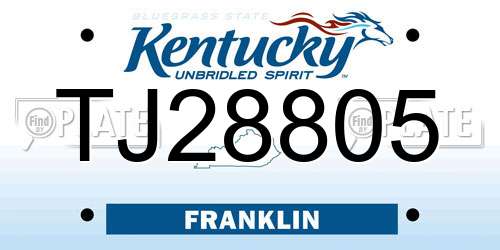 TJ28805 Kentucky License Plate