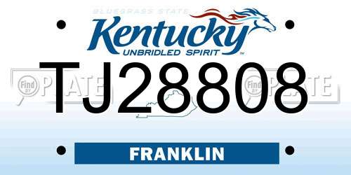 TJ28808 Kentucky License Plate