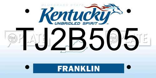 TJ2B505 Kentucky License Plate