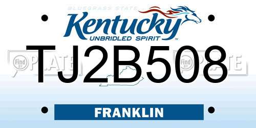 TJ2B508 Kentucky License Plate