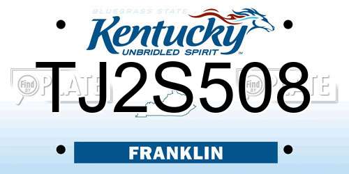 TJ2S508 Kentucky License Plate