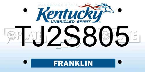 TJ2S805 Kentucky License Plate