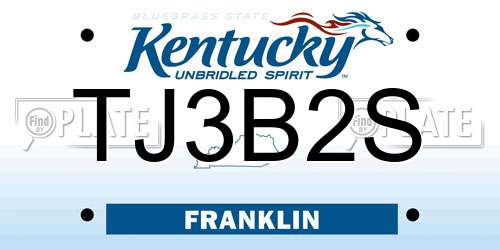 TJ3B2S Kentucky License Plate