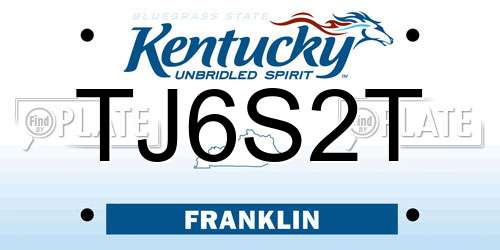 TJ6S2T Kentucky License Plate