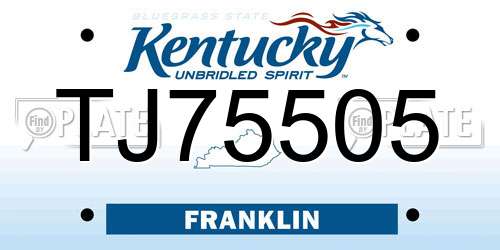 TJ75505 Kentucky License Plate