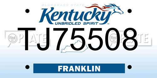 TJ75508 Kentucky License Plate