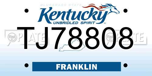 TJ78808 Kentucky License Plate