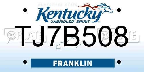 TJ7B508 Kentucky License Plate