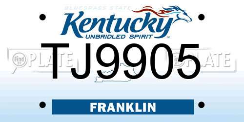 TJ9905 Kentucky License Plate