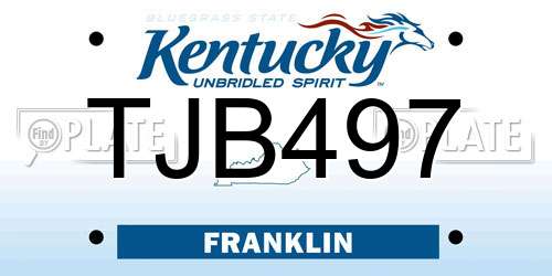 TJB497 Kentucky License Plate