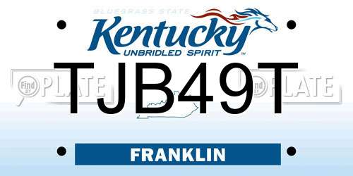 TJB49T Kentucky License Plate