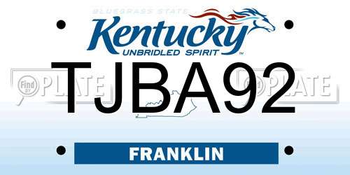 TJBA92 Kentucky License Plate