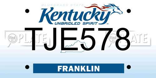 TJE578 Kentucky License Plate