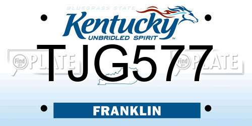 TJG577 Kentucky License Plate