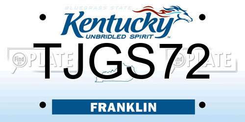 TJGS72 Kentucky License Plate