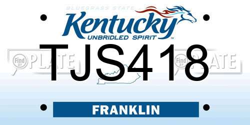 TJS418 Kentucky License Plate