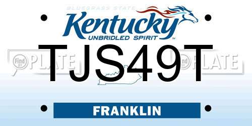 TJS49T Kentucky License Plate