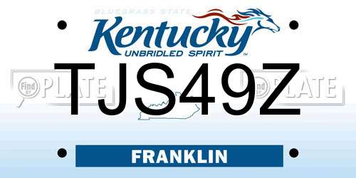 TJS49Z Kentucky License Plate