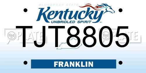 TJT8805 Kentucky License Plate