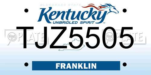 TJZ5505 Kentucky License Plate
