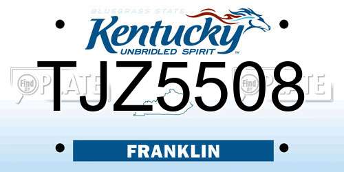 TJZ5508 Kentucky License Plate