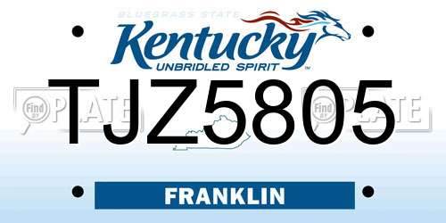TJZ5805 Kentucky License Plate